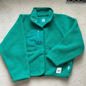 Women's Free People Movement Green Glow Sherpa Snap Jacket NWT Size Small